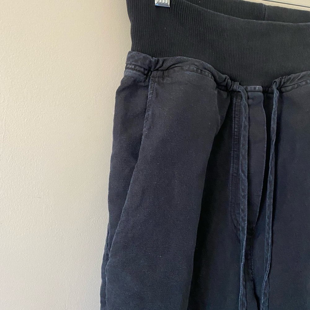 Kes Nyc Black Cotton Linen Elastic Waistband Raw Hem Pants — image 7 of 7